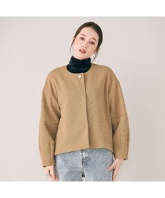 ローズティアラ ノーカラー　ジャケット　ボレロ リボン　フリル　七分袖　46 ローズティアラ ノーカラー ジャケット ボレロ リボン フリル 七