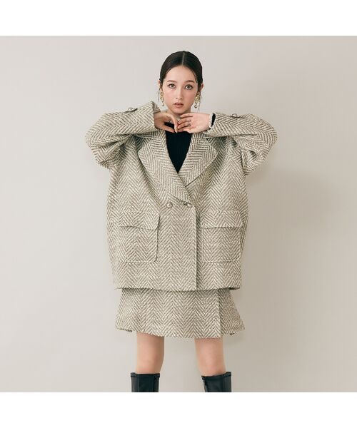 Rose Tiara/ローズティアラ オーバーダブルコート/ヘリンボン ベージュ F Rose Tiara/ローズティアラ オーバーダブルコート/ヘリンボン ベージュ F