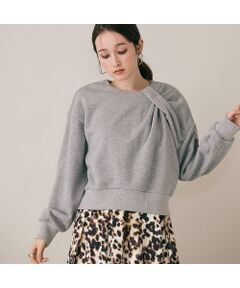 Rose Tiara / ローズティアラ カットソー | アシンメトリーショルダータックラメスウェット