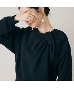 Rose Tiara / ローズティアラ カットソー | アシンメトリーショルダータックラメスウェット