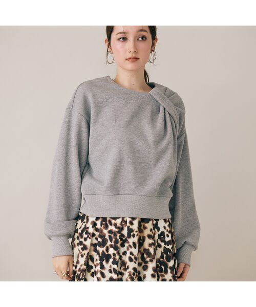 Rose Tiara / ローズティアラ カットソー | アシンメトリーショルダータックラメスウェット | 詳細1