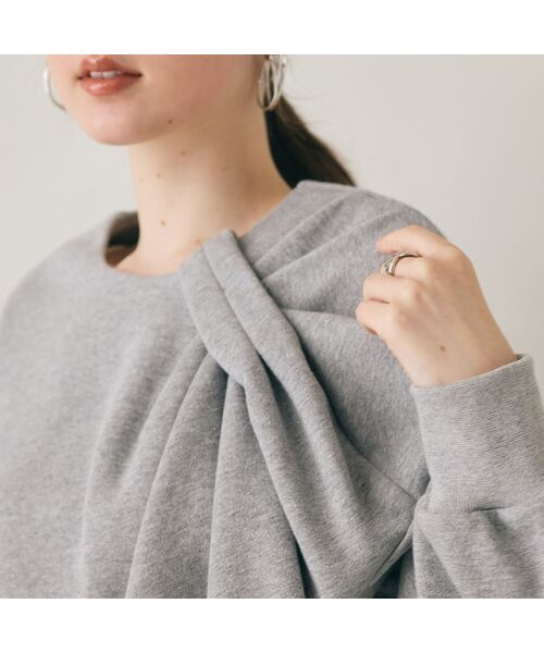 Rose Tiara / ローズティアラ カットソー | アシンメトリーショルダータックラメスウェット | 詳細4