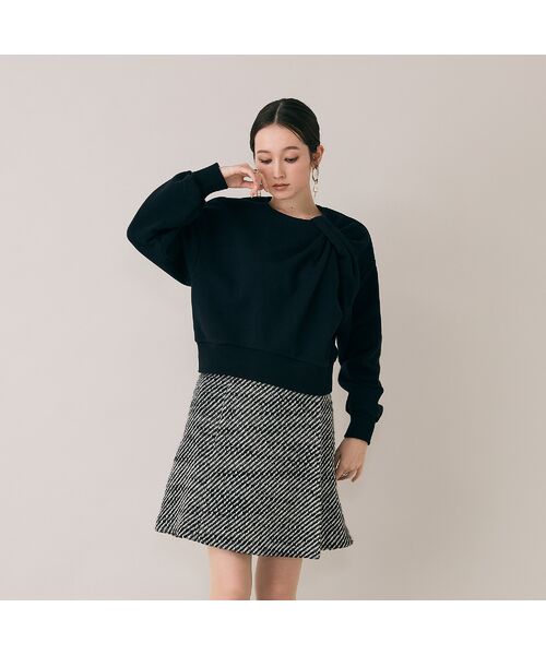 Rose Tiara / ローズティアラ カットソー | アシンメトリーショルダータックラメスウェット | 詳細6