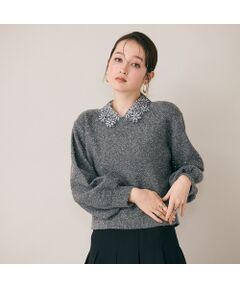 Rose Tiara / ローズティアラ ニット・セーター | フラワーモチーフ襟付きニット