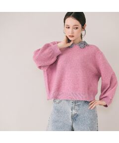 Rose Tiara / ローズティアラ ニット・セーター | フラワーモチーフ襟付きニット