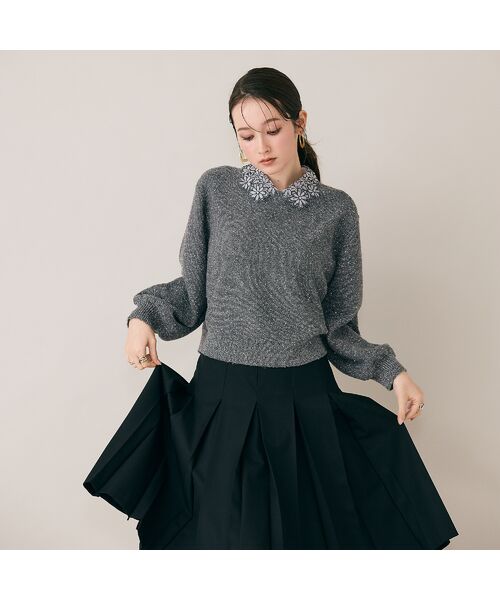 Rose Tiara / ローズティアラ ニット・セーター | フラワーモチーフ襟付きニット | 詳細1