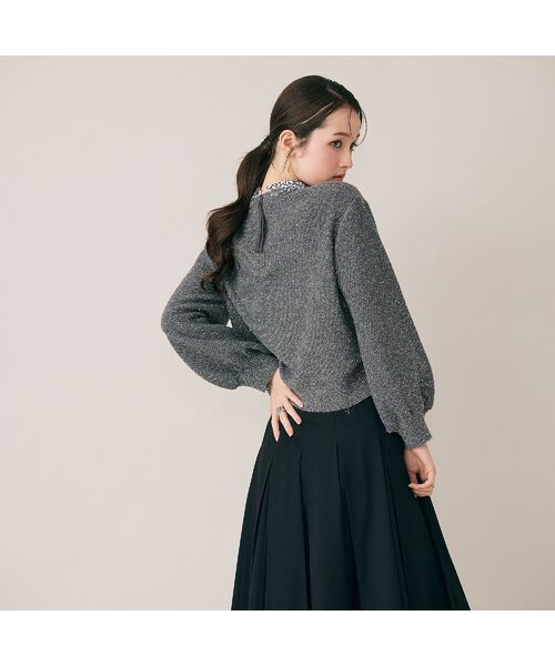 Rose Tiara / ローズティアラ ニット・セーター | フラワーモチーフ襟付きニット | 詳細2