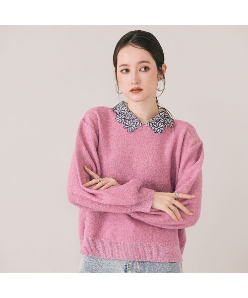 Rose Tiara / ローズティアラ ニット・セーター | フラワーモチーフ襟付きニット | 詳細5