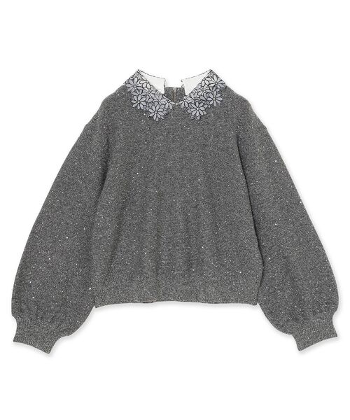 Rose Tiara / ローズティアラ ニット・セーター | フラワーモチーフ襟付きニット | 詳細15