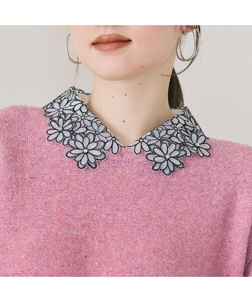 Rose Tiara / ローズティアラ ニット・セーター | フラワーモチーフ襟付きニット | 詳細7