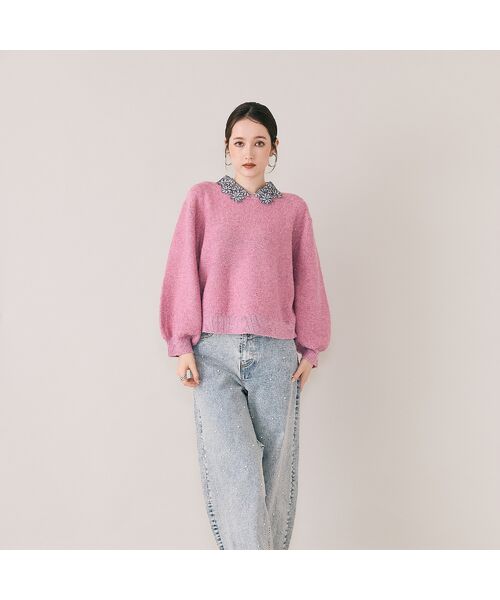 Rose Tiara / ローズティアラ ニット・セーター | フラワーモチーフ襟付きニット | 詳細9