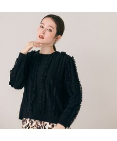 Rose Tiara / ローズティアラ ニット・セーター | フリルレースラインニットプルオーバー