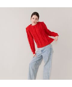 Rose Tiara / ローズティアラ ニット・セーター | フリルレースラインニットプルオーバー