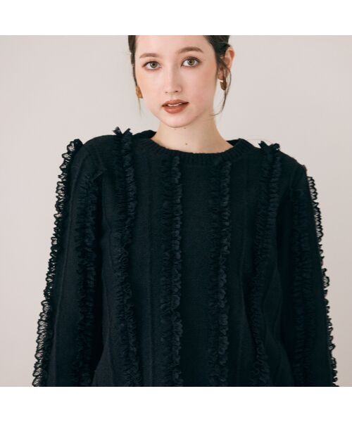 Rose Tiara / ローズティアラ ニット・セーター | フリルレースラインニットプルオーバー | 詳細5