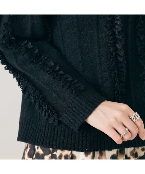 Rose Tiara / ローズティアラ ニット・セーター | フリルレースラインニットプルオーバー | 詳細6