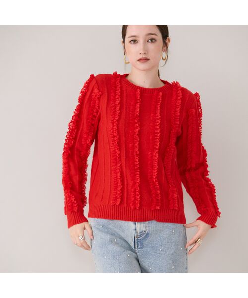 Rose Tiara / ローズティアラ ニット・セーター | フリルレースラインニットプルオーバー | 詳細7