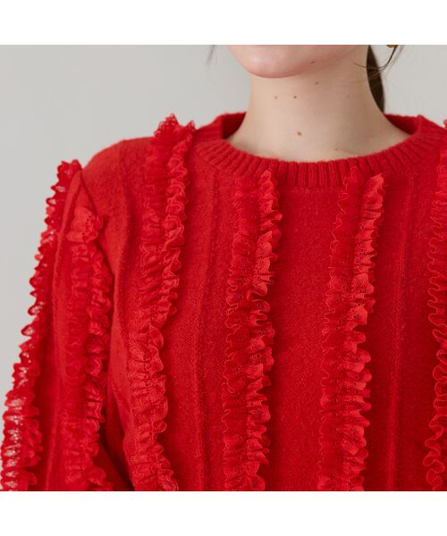 Rose Tiara / ローズティアラ ニット・セーター | フリルレースラインニットプルオーバー | 詳細10
