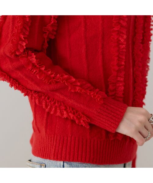 Rose Tiara / ローズティアラ ニット・セーター | フリルレースラインニットプルオーバー | 詳細12
