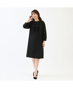 Rose Tiara / ローズティアラ ミニ丈・ひざ丈ワンピース | フロントリボンループツイードワンピース