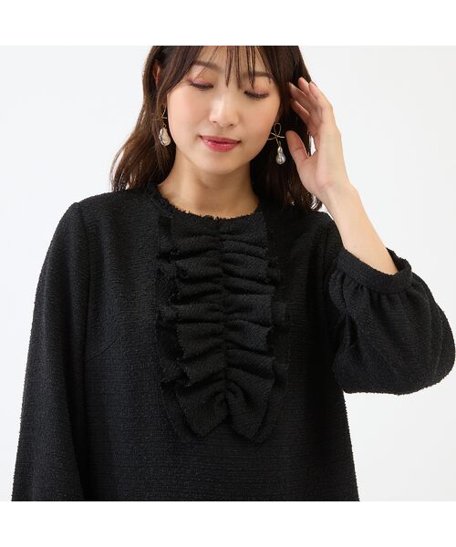 Rose Tiara / ローズティアラ ミニ丈・ひざ丈ワンピース | フロントリボンループツイードワンピース | 詳細4