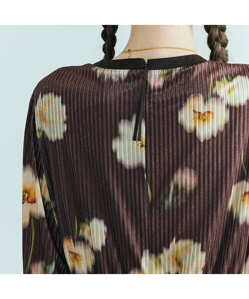 Rose Tiara / ローズティアラ ミニ丈・ひざ丈ワンピース | ストライプベロアフラワープリントワンピース | 詳細5