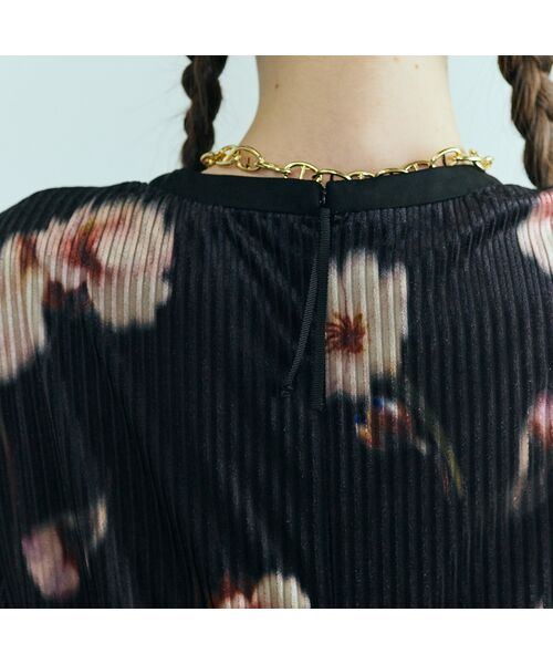 Rose Tiara / ローズティアラ ミニ丈・ひざ丈ワンピース | ストライプベロアフラワープリントワンピース | 詳細12