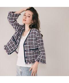 Rose Tiara / ローズティアラ ノーカラージャケット | ファンシーツィードジャケット