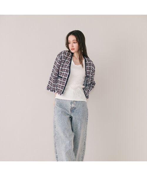 Rose Tiara / ローズティアラ ノーカラージャケット | ファンシーツィードジャケット | 詳細3