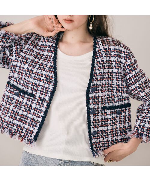 Rose Tiara / ローズティアラ ノーカラージャケット | ファンシーツィードジャケット | 詳細5