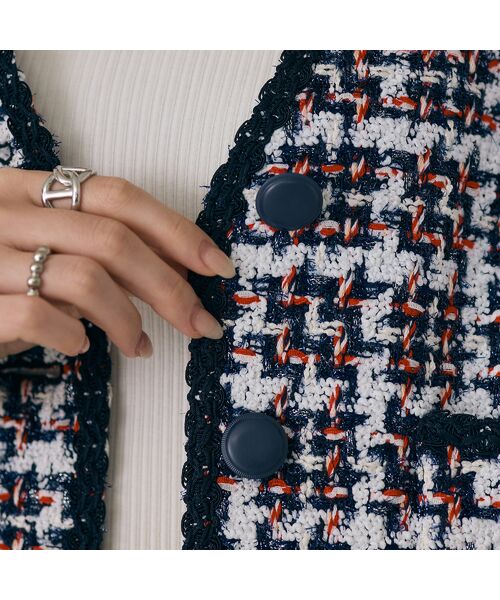 Rose Tiara / ローズティアラ ノーカラージャケット | ファンシーツィードジャケット | 詳細7