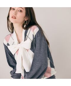 Rose Tiara / ローズティアラ ニット・セーター | アーガイルリボンタイ付きニットプルオーバー