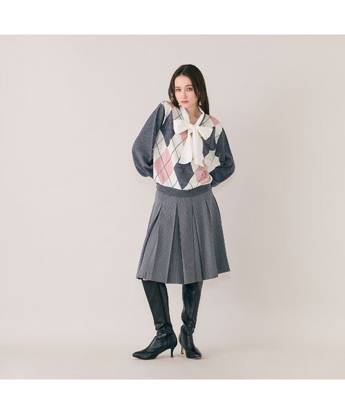 Rose Tiara / ローズティアラ ニット・セーター | アーガイルリボンタイ付きニットプルオーバー | 詳細2