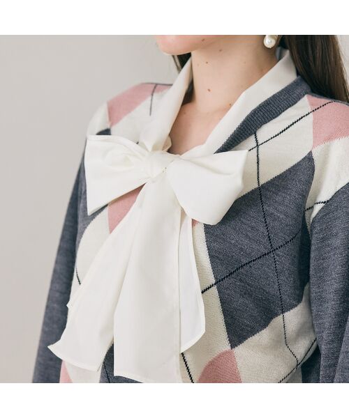 Rose Tiara / ローズティアラ ニット・セーター | アーガイルリボンタイ付きニットプルオーバー | 詳細6