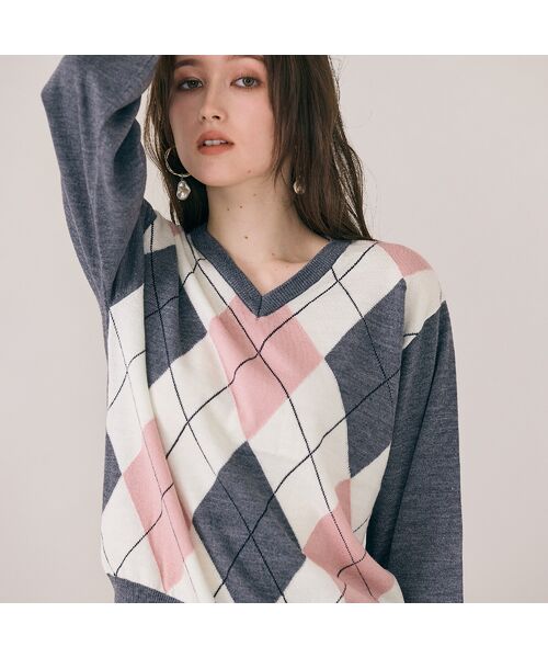 Rose Tiara / ローズティアラ ニット・セーター | アーガイルリボンタイ付きニットプルオーバー | 詳細8