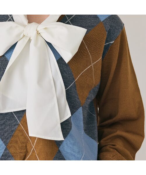 Rose Tiara / ローズティアラ ニット・セーター | アーガイルリボンタイ付きニットプルオーバー | 詳細12