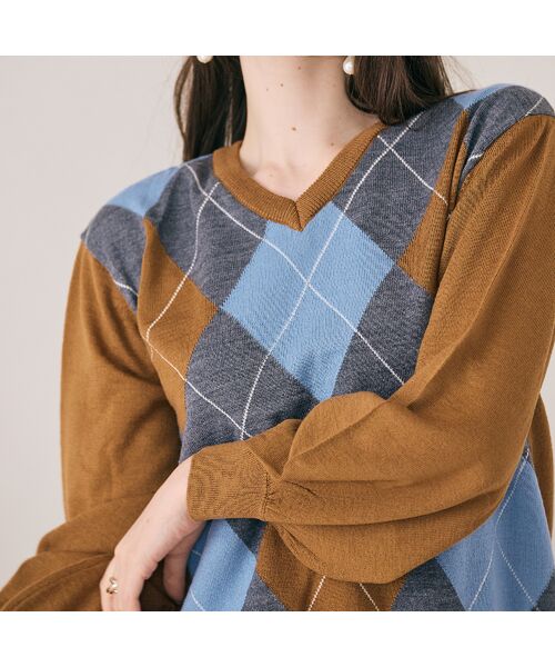 Rose Tiara / ローズティアラ ニット・セーター | アーガイルリボンタイ付きニットプルオーバー | 詳細13