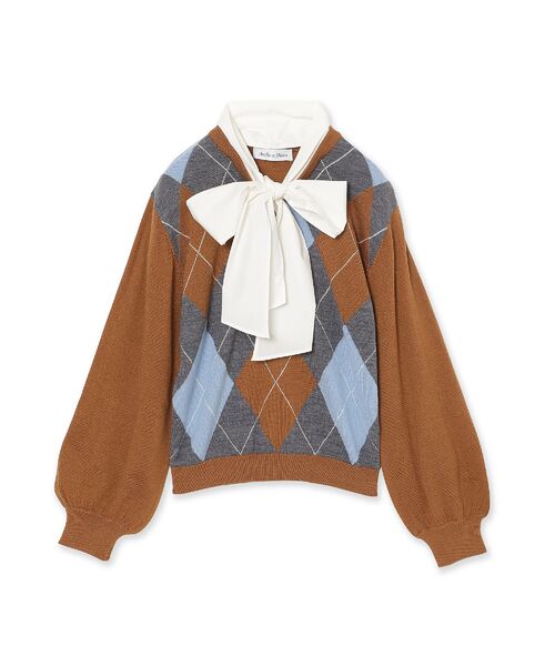 Rose Tiara / ローズティアラ ニット・セーター | アーガイルリボンタイ付きニットプルオーバー | 詳細15
