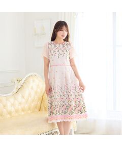 Rose Tiara / ローズティアラ ミニ丈・ひざ丈ワンピース | オーガンジー吹上刺繍ワンピース
