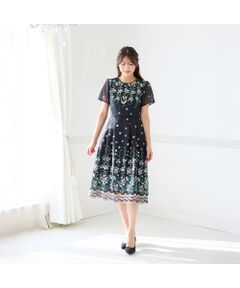 Rose Tiara / ローズティアラ ミニ丈・ひざ丈ワンピース | オーガンジー吹上刺繍ワンピース