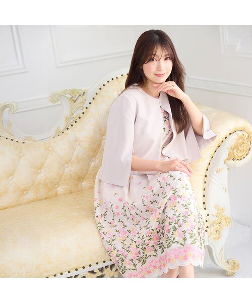 Rose Tiara / ローズティアラ ミニ丈・ひざ丈ワンピース | オーガンジー吹上刺繍ワンピース | 詳細1