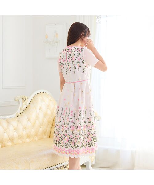 Rose Tiara / ローズティアラ ミニ丈・ひざ丈ワンピース | オーガンジー吹上刺繍ワンピース | 詳細5
