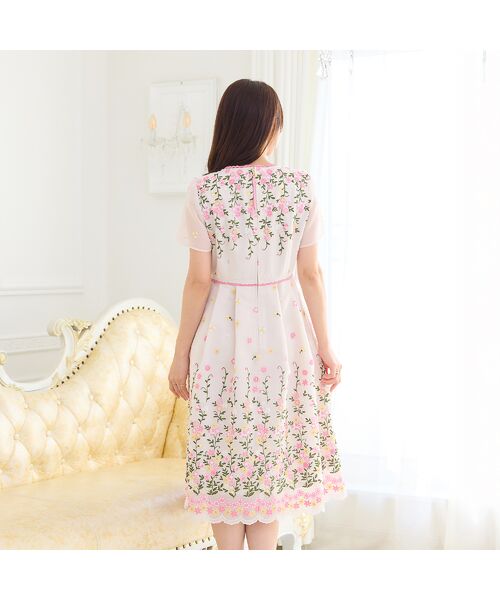 Rose Tiara / ローズティアラ ミニ丈・ひざ丈ワンピース | オーガンジー吹上刺繍ワンピース | 詳細6