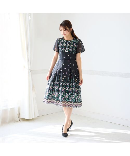 Rose Tiara / ローズティアラ ミニ丈・ひざ丈ワンピース | オーガンジー吹上刺繍ワンピース | 詳細7