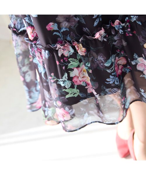 Rose Tiara / ローズティアラ ミニ丈・ひざ丈ワンピース | シフォンプリントワンピース | 詳細3