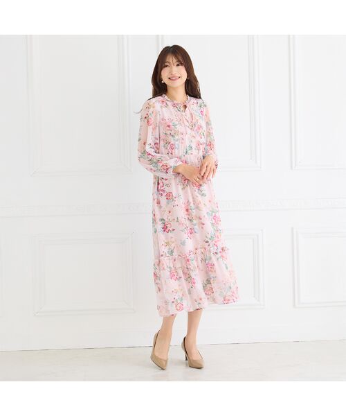 Rose Tiara / ローズティアラ ミニ丈・ひざ丈ワンピース | シフォンプリントワンピース | 詳細4