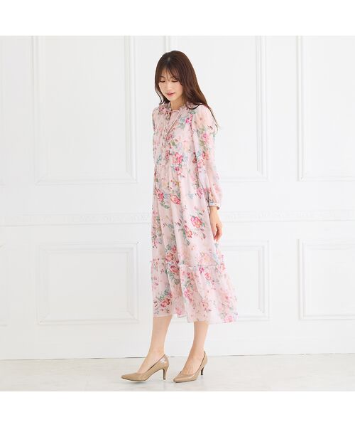 Rose Tiara / ローズティアラ ミニ丈・ひざ丈ワンピース | シフォンプリントワンピース | 詳細5