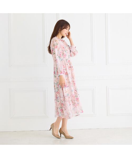 Rose Tiara / ローズティアラ ミニ丈・ひざ丈ワンピース | シフォンプリントワンピース | 詳細6