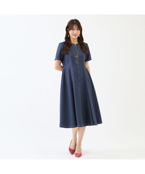 Rose Tiara / ローズティアラ ミニ丈・ひざ丈ワンピース | 【イージーケア/伸縮性◎】デニムライクワンピース | 詳細3