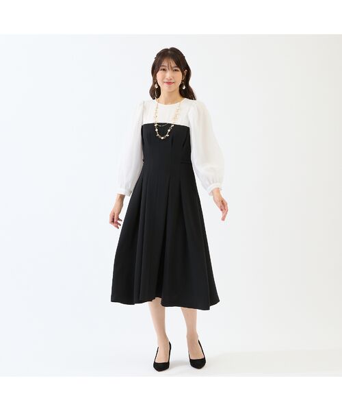 Rose Tiara / ローズティアラ ミニ丈・ひざ丈ワンピース | 【接触冷感/シワになりにくい】配色切替プリーツワンピース | 詳細2