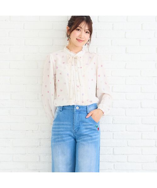 Rose Tiara / ローズティアラ シャツ・ブラウス | ハートプリントリボンタイブラウス | 詳細1